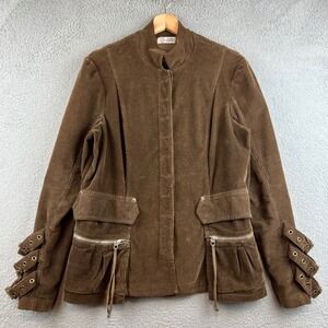 XCVI Wearables Brown Corduroy Utility Jacket Buckle Cuff Steampunk L